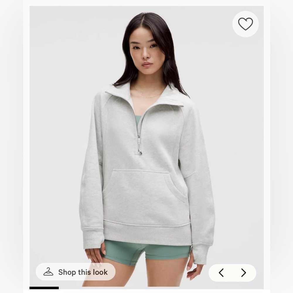 Lululemon Scuba Oversized Funnel Neck Half Zip Long Sweatshirt M/L Grey $128